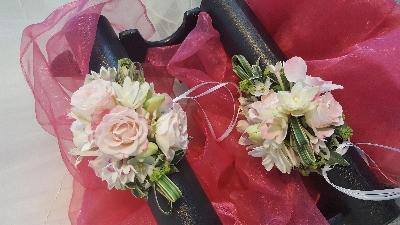 Elegant Pink and White Wrist Corsage