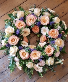 Peach Rose Wreath