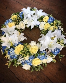 Yellow, White and Blue Wreath